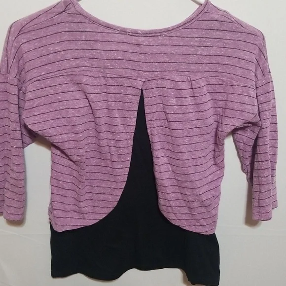 Speechless Purple Striped Long Sleeve Tee with Heart Design SZ. L - Picture 10 of 10